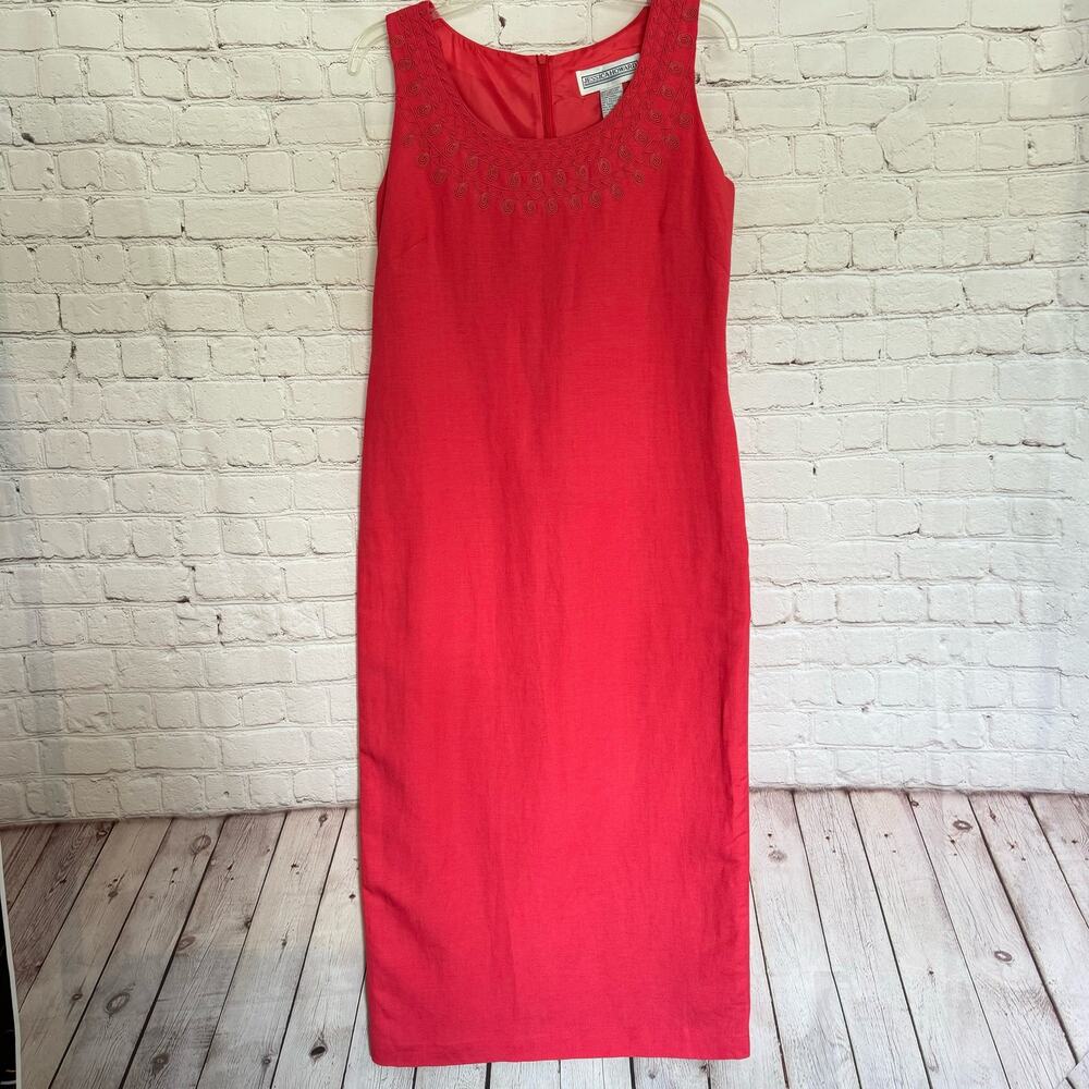 VTG Jessica Howard Wms 10 Linen Blend Sleeveless Maxi Dress With Matching Jacket - Picture 4 of 14